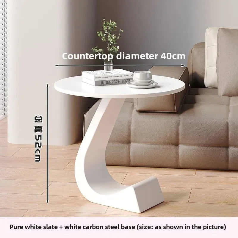 Light Luxury Modern  Simple Home  Living Room  Sofa Small Side Table Rock Slab High-end Sense Bedside Round Table Creative