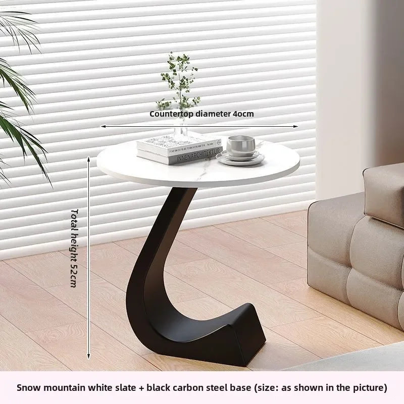 Light Luxury Modern  Simple Home  Living Room  Sofa Small Side Table Rock Slab High-end Sense Bedside Round Table Creative