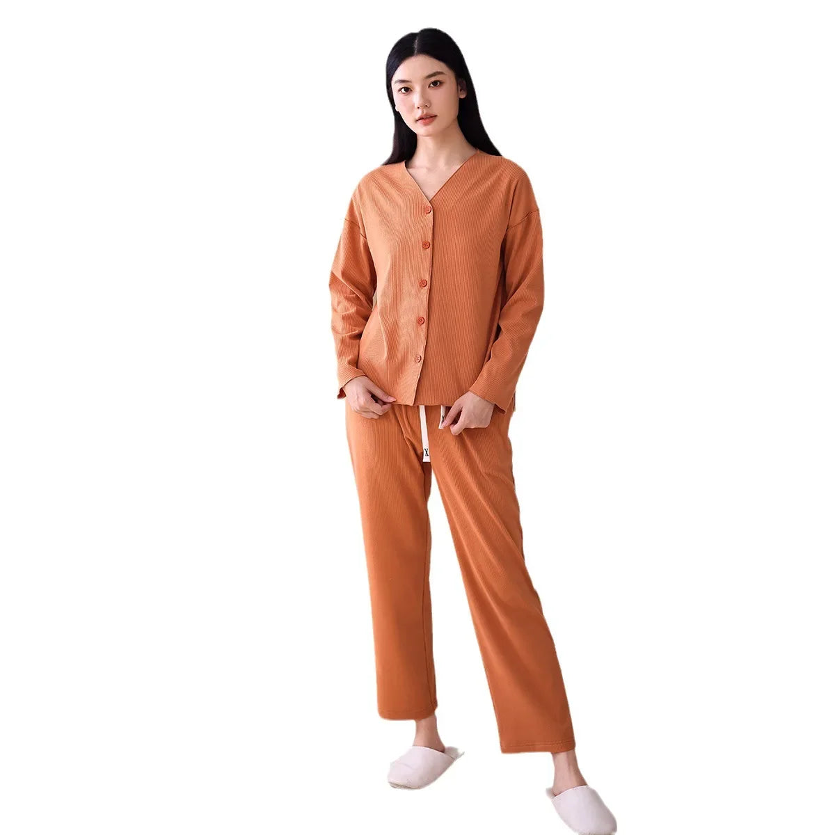 New Spring Autumn Casual Comfortable Loose-Fit Home Clothes Sleepwear Women's Lightweight Cotton Simple Elegant Design