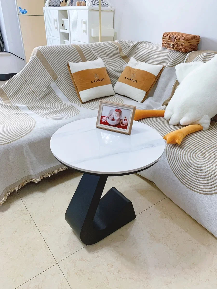 Light Luxury Modern  Simple Home  Living Room  Sofa Small Side Table Rock Slab High-end Sense Bedside Round Table Creative