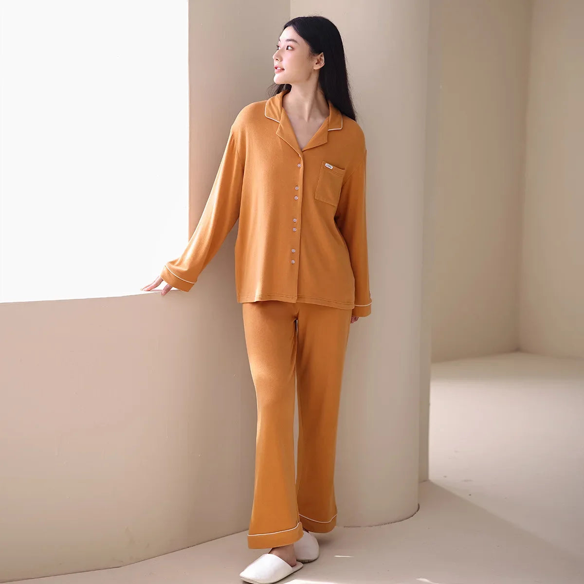 New Spring Autumn Casual Comfortable Loose-Fit Home Clothes Sleepwear Women's Lightweight Cotton Simple Elegant Design