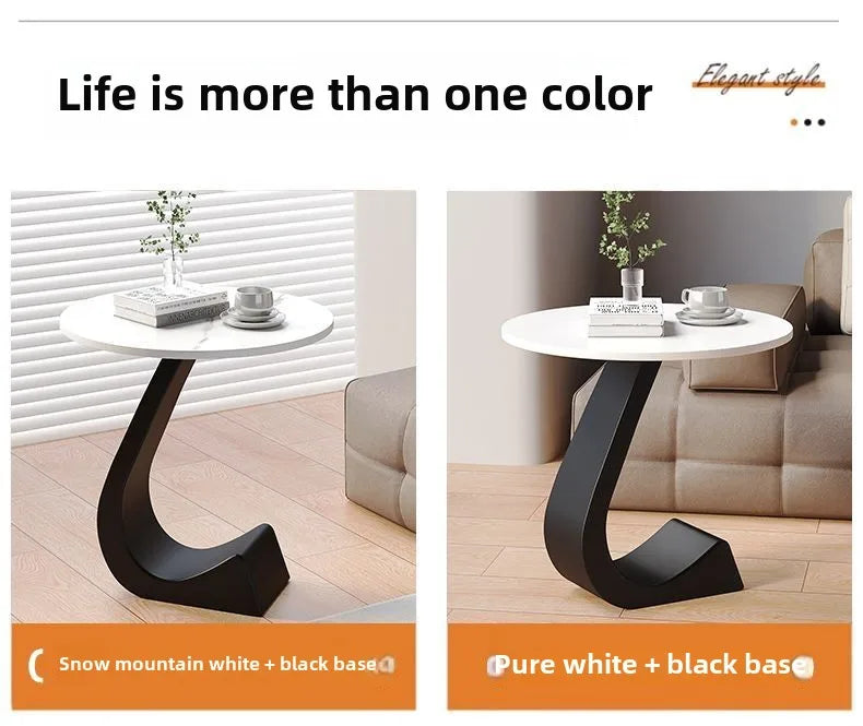 Light Luxury Modern  Simple Home  Living Room  Sofa Small Side Table Rock Slab High-end Sense Bedside Round Table Creative