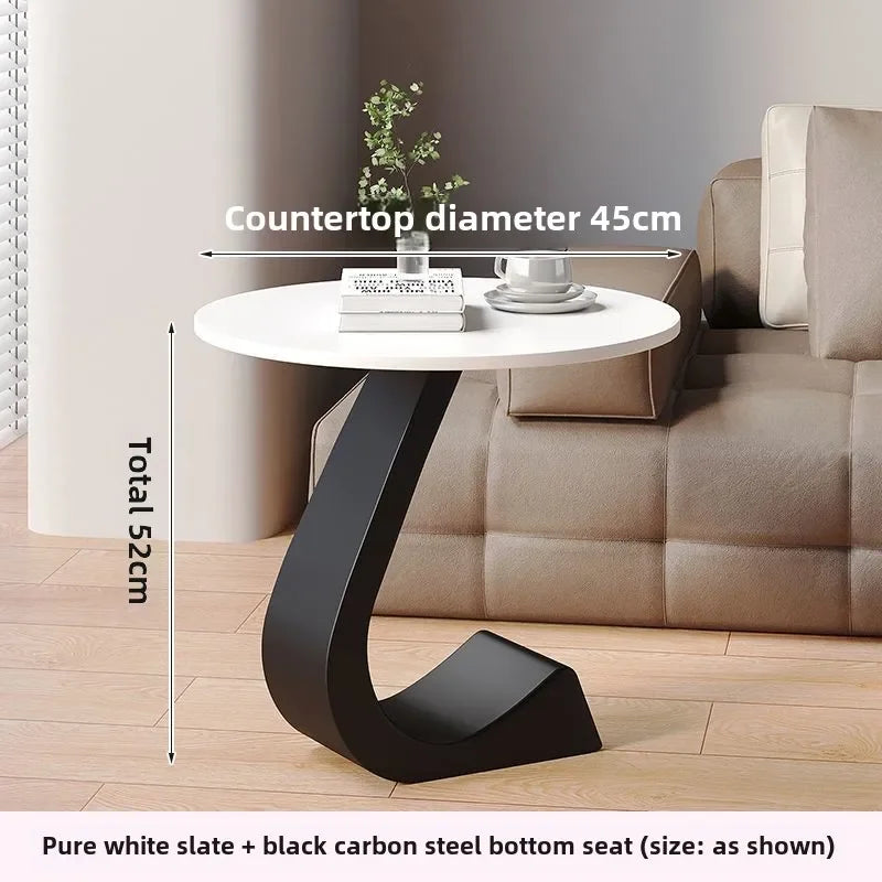 Light Luxury Modern  Simple Home  Living Room  Sofa Small Side Table Rock Slab High-end Sense Bedside Round Table Creative