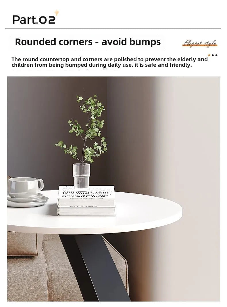 Light Luxury Modern  Simple Home  Living Room  Sofa Small Side Table Rock Slab High-end Sense Bedside Round Table Creative
