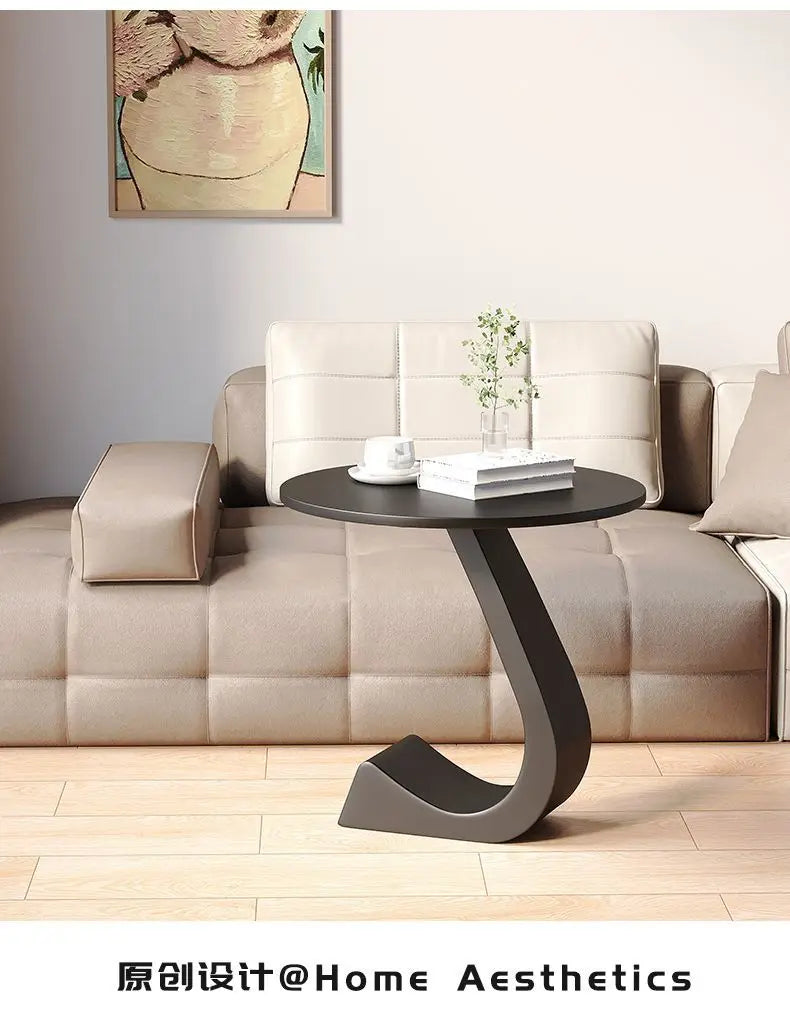 Light Luxury Modern  Simple Home  Living Room  Sofa Small Side Table Rock Slab High-end Sense Bedside Round Table Creative