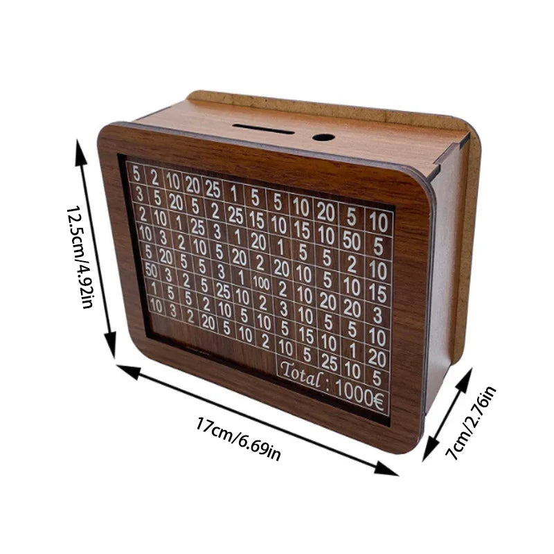 Money Box Wooden Money Box Reusable with Savings Target and Number Box Home Decoration