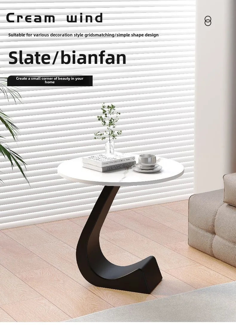 Light Luxury Modern  Simple Home  Living Room  Sofa Small Side Table Rock Slab High-end Sense Bedside Round Table Creative