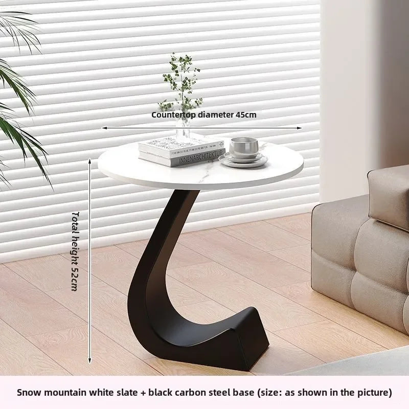 Light Luxury Modern  Simple Home  Living Room  Sofa Small Side Table Rock Slab High-end Sense Bedside Round Table Creative