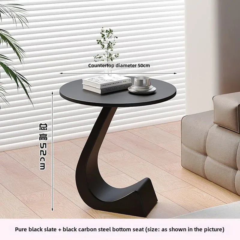 Light Luxury Modern  Simple Home  Living Room  Sofa Small Side Table Rock Slab High-end Sense Bedside Round Table Creative