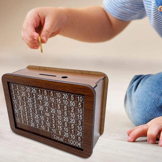 Money Box Wooden Money Box Reusable with Savings Target and Number Box Home Decoration