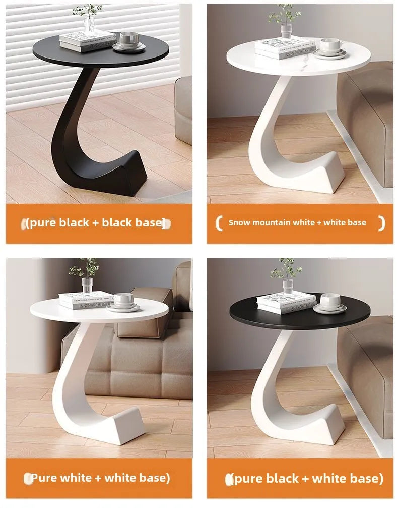 Light Luxury Modern  Simple Home  Living Room  Sofa Small Side Table Rock Slab High-end Sense Bedside Round Table Creative