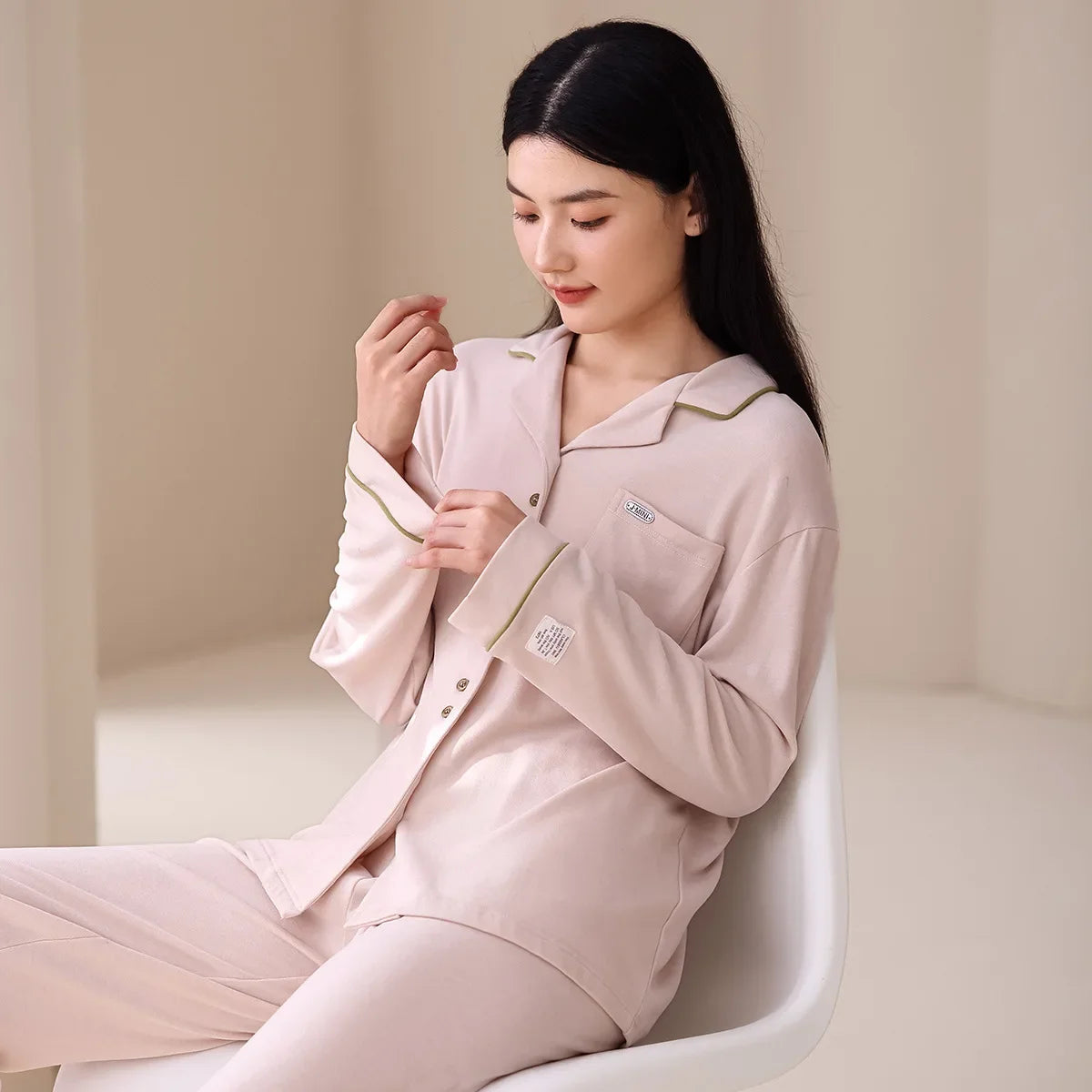 New Spring Autumn Casual Comfortable Loose-Fit Home Clothes Sleepwear Women's Lightweight Cotton Simple Elegant Design