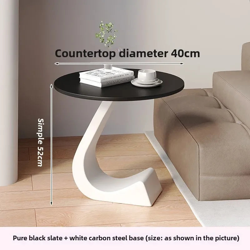Light Luxury Modern  Simple Home  Living Room  Sofa Small Side Table Rock Slab High-end Sense Bedside Round Table Creative