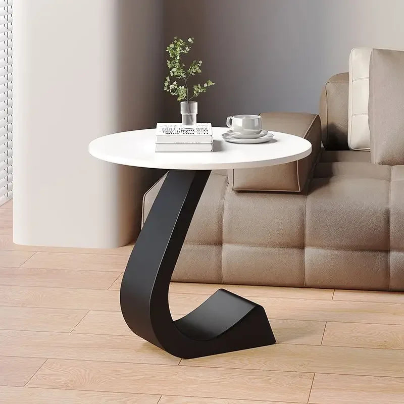 Light Luxury Modern  Simple Home  Living Room  Sofa Small Side Table Rock Slab High-end Sense Bedside Round Table Creative