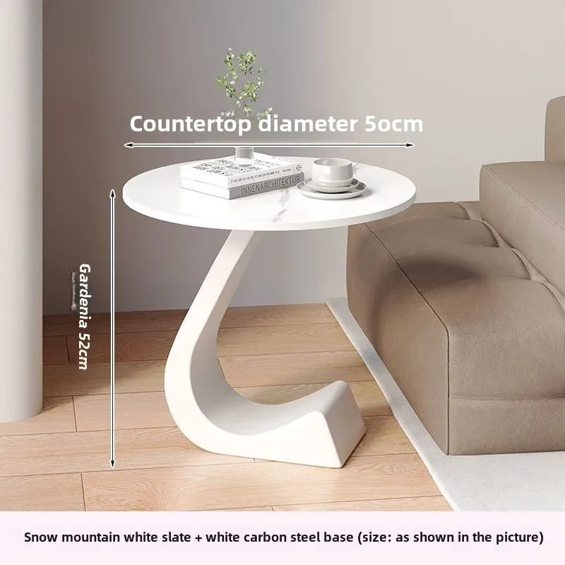 Light Luxury Modern  Simple Home  Living Room  Sofa Small Side Table Rock Slab High-end Sense Bedside Round Table Creative