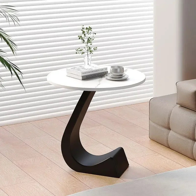 Light Luxury Modern  Simple Home  Living Room  Sofa Small Side Table Rock Slab High-end Sense Bedside Round Table Creative