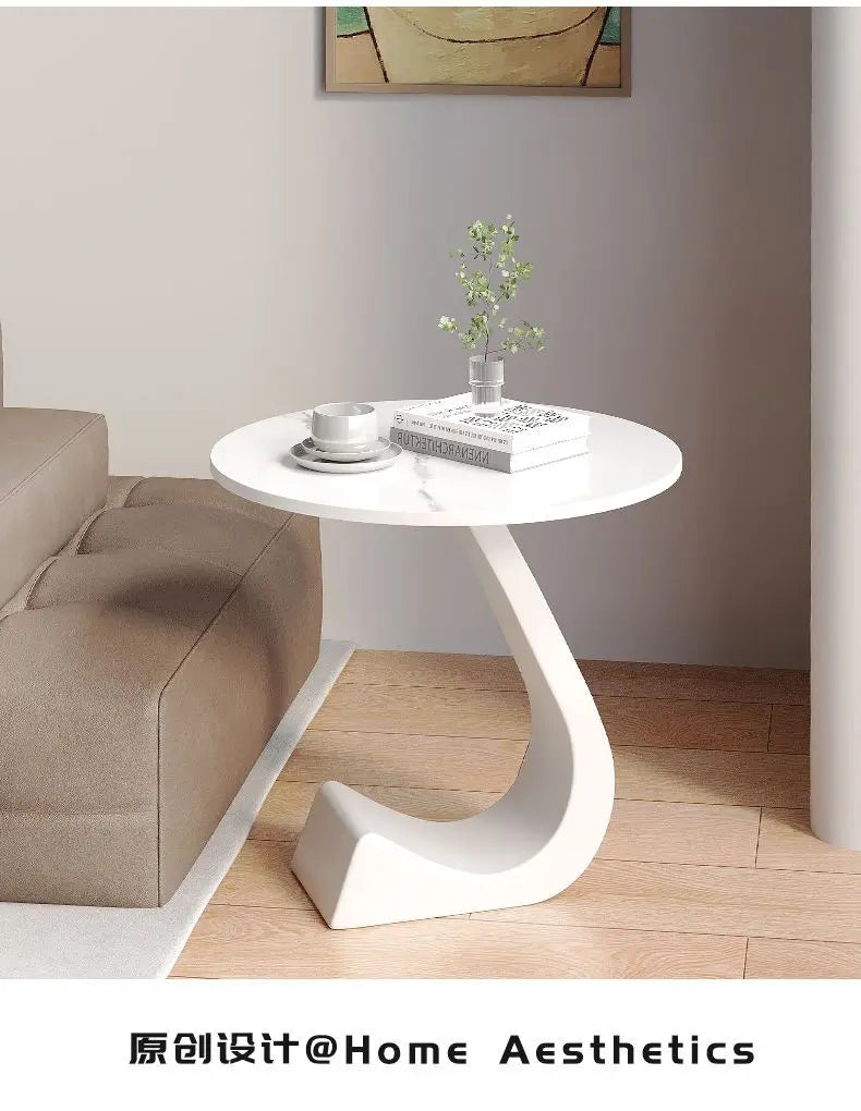Light Luxury Modern  Simple Home  Living Room  Sofa Small Side Table Rock Slab High-end Sense Bedside Round Table Creative