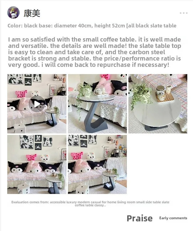 Light Luxury Modern  Simple Home  Living Room  Sofa Small Side Table Rock Slab High-end Sense Bedside Round Table Creative