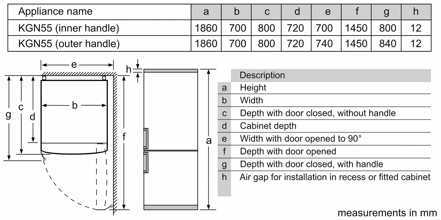 Bottom Free-standing  Fridge-Freezer (KGN55VL21M)