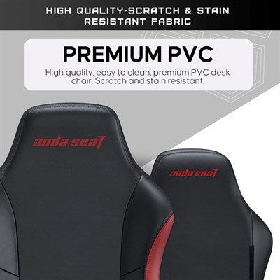 Luna Gaming Chair | Ergonomic Reclining, PVC Leather Computer Home Office Chair, Creative Rocking Function, Moulded Foam | Black and Red