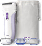 Philips LadyShave Wet And Dry Electric Body Shaver For Women With Protection Cap And Storage Pouch, White/Purple, HP6342/00