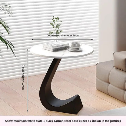 Light Luxury Modern  Simple Home  Living Room  Sofa Small Side Table Rock Slab High-end Sense Bedside Round Table Creative