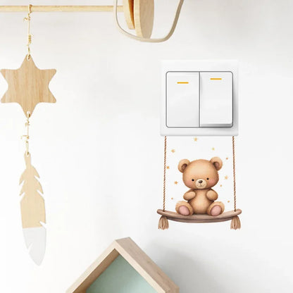 Cute cartoon animals children's bedroom porch living room home decorative light switch sticker self-adhesive wall stickers