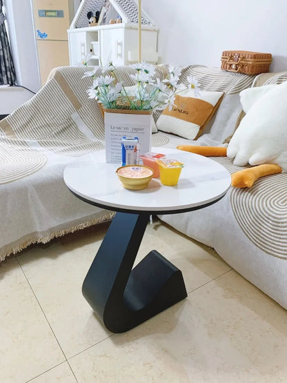 Light Luxury Modern  Simple Home  Living Room  Sofa Small Side Table Rock Slab High-end Sense Bedside Round Table Creative