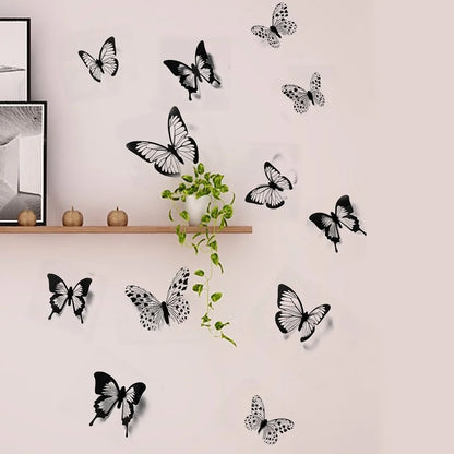 Black White 3D Butterfly Wall Stickers Wedding Decoration Bedroom Living Room Home Decor Butterflies Decals Decals