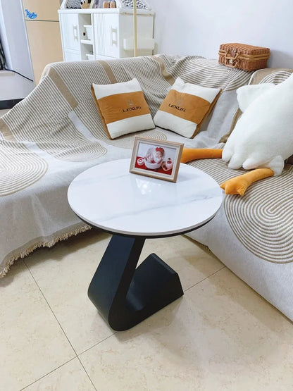 Light Luxury Modern  Simple Home  Living Room  Sofa Small Side Table Rock Slab High-end Sense Bedside Round Table Creative