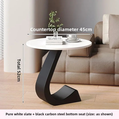 Light Luxury Modern  Simple Home  Living Room  Sofa Small Side Table Rock Slab High-end Sense Bedside Round Table Creative