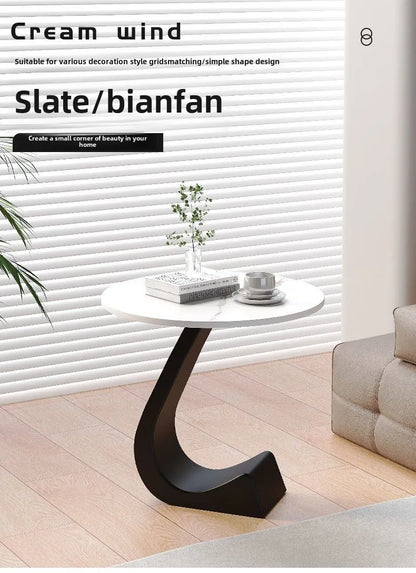 Light Luxury Modern  Simple Home  Living Room  Sofa Small Side Table Rock Slab High-end Sense Bedside Round Table Creative