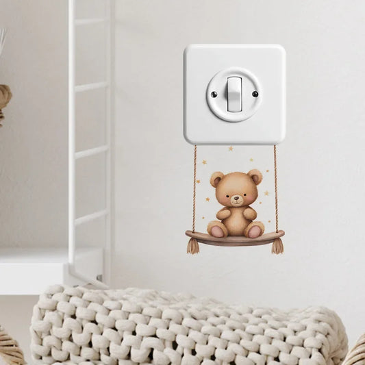 Cute cartoon animals children's bedroom porch living room home decorative light switch sticker self-adhesive wall stickers