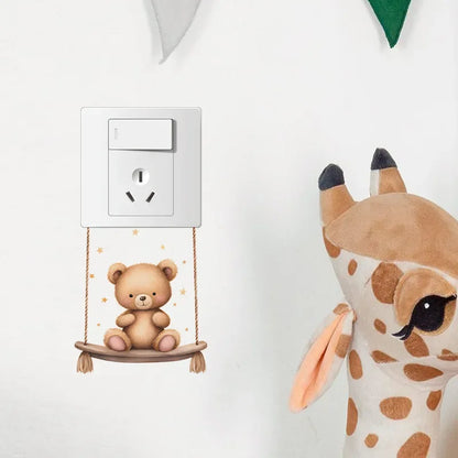 Cute cartoon animals children's bedroom porch living room home decorative light switch sticker self-adhesive wall stickers
