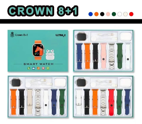 CROWN 8+1 ULTRA 2 SMART WATCH + PRO 2 AIR PODS