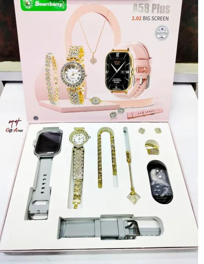 A58 Plus Smart Watch and Jewellery Combo