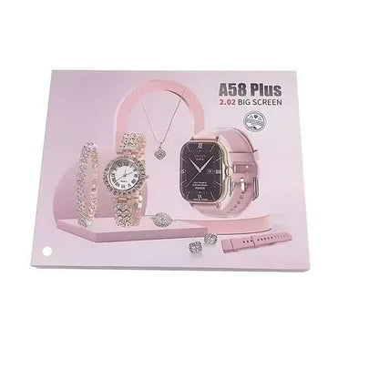 A58 Plus Smart Watch and Jewellery Combo
