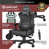 Kaiser 2 Gaming Chair for Adults - XL Reclining Video Game Chairs, PVC Leather Ergonomic Office Chair, Heavy Duty Neck & Back Lumbar Support - Luxury Black Computer Chairs for Home & Work