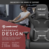 Kaiser 2 Gaming Chair for Adults - XL Reclining Video Game Chairs, PVC Leather Ergonomic Office Chair, Heavy Duty Neck & Back Lumbar Support - Luxury Black Computer Chairs for Home & Work