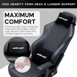 Luna Large Gaming Chair - Ergonomic Reclining Video Game Chairs, PVC Leather Computer Home Office Chair, Heavy Duty Neck & Back Lumbar Support - Black Folding Recliner Seat for Adults