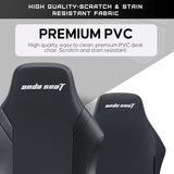 Luna Large Gaming Chair - Ergonomic Reclining Video Game Chairs, PVC Leather Computer Home Office Chair, Heavy Duty Neck & Back Lumbar Support - Black Folding Recliner Seat for Adults