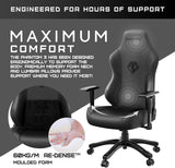 Phantom 3 Leather Gaming Chairs for Adults - Large Wide Seat Gaming Chair with Lumbar Support, Comfortable Premium Video Gaming Seats with Headrest - Black Gaming Chair with Cushion