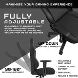 Phantom 3 Leather Gaming Chairs for Adults - Large Wide Seat Gaming Chair with Lumbar Support, Comfortable Premium Video Gaming Seats with Headrest - Black Gaming Chair with Cushion