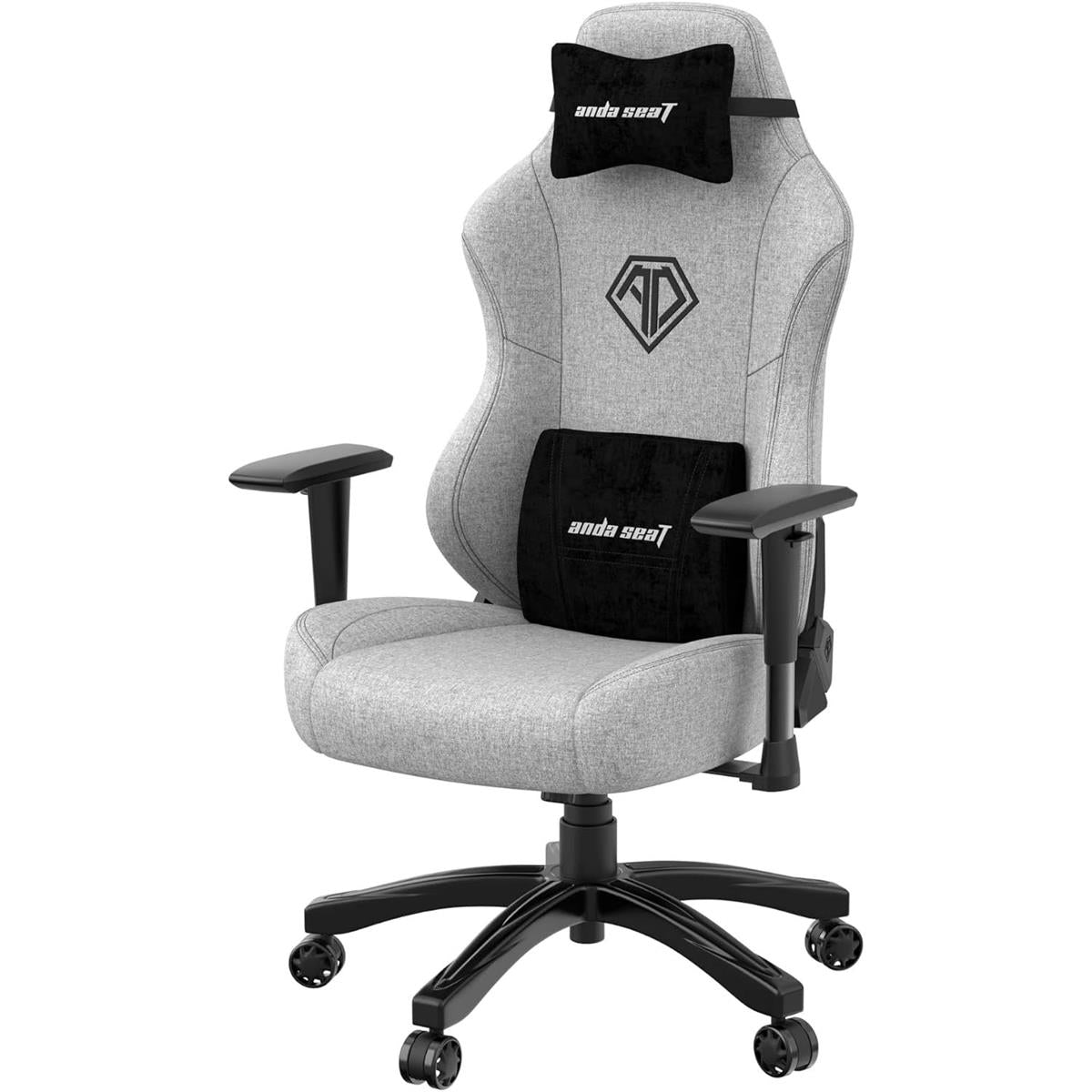 Phantom 3 Fabric Gaming Chairs for Adults - Large Wide Seat Gaming Chair with Lumbar Support, Comfortable Premium Video Gaming Seats with Headrest - Grey Gaming Chair with Cushion