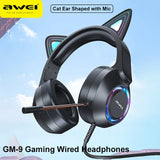 Awei GM-9 Flash Light Cat Ears Headphones with Microphone