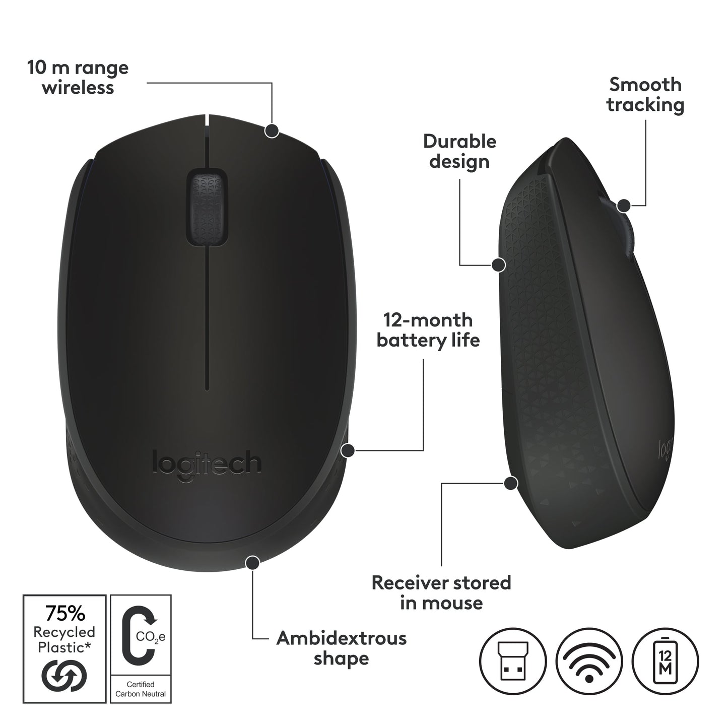 M170 Wireless Mouse - Black