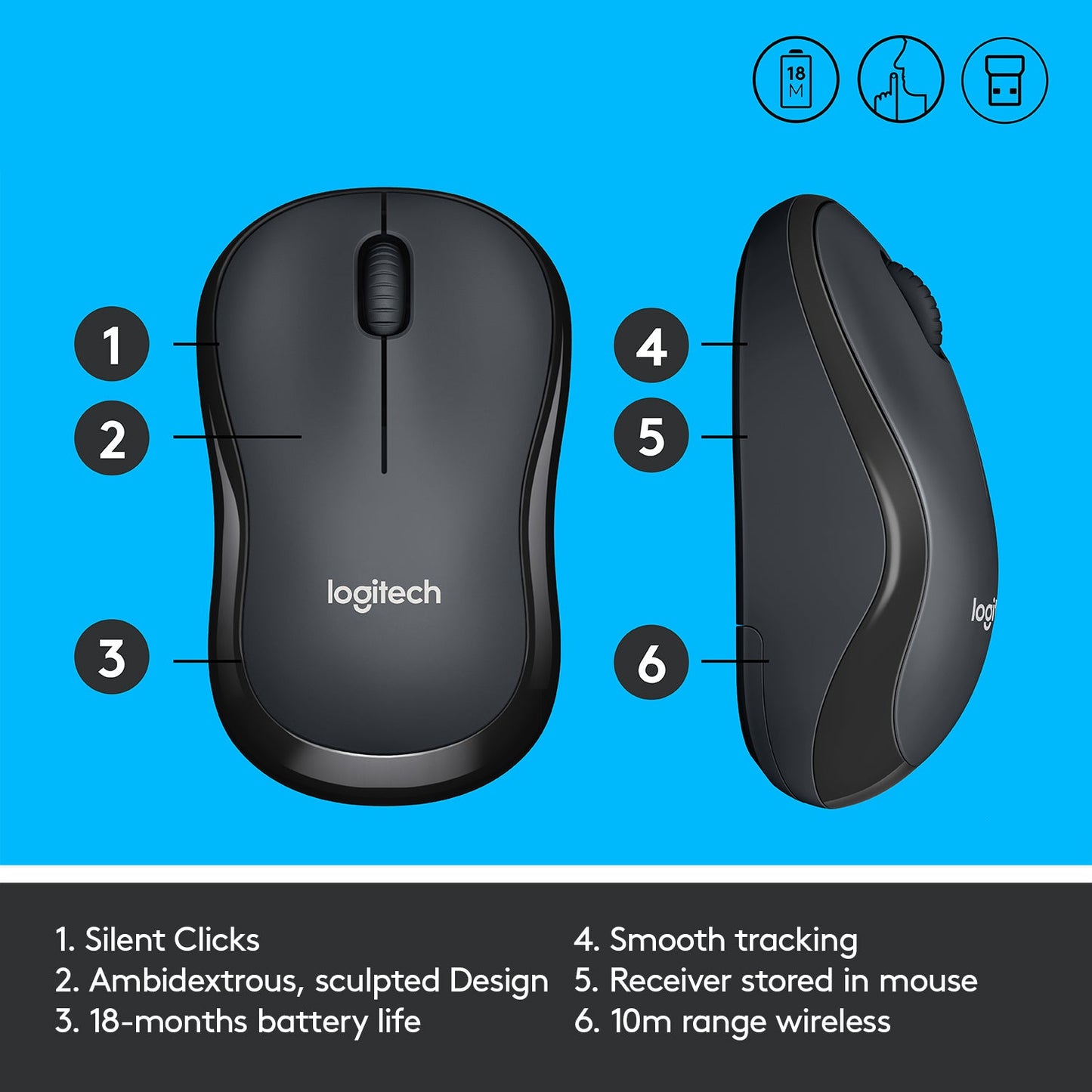 M221 Silent Wireless Mouse - Gray